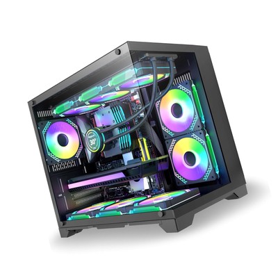 MATX PC Case, 6 ARGB Fans Pre-Installed, Type-C Gaming PC Case, 360mm Radiato...
