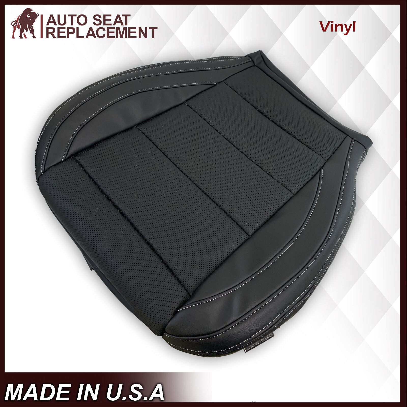 2019 2020 Ford Mustang GT Coupe Driver Bottom Perforated Vinyl Seat Cover Black