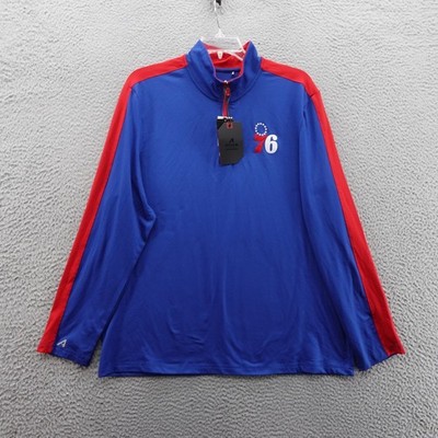 Antigua Philadelphia 76ers 1/4 Zip Pull Over Shirt XL Blue Red Men NBA NWT