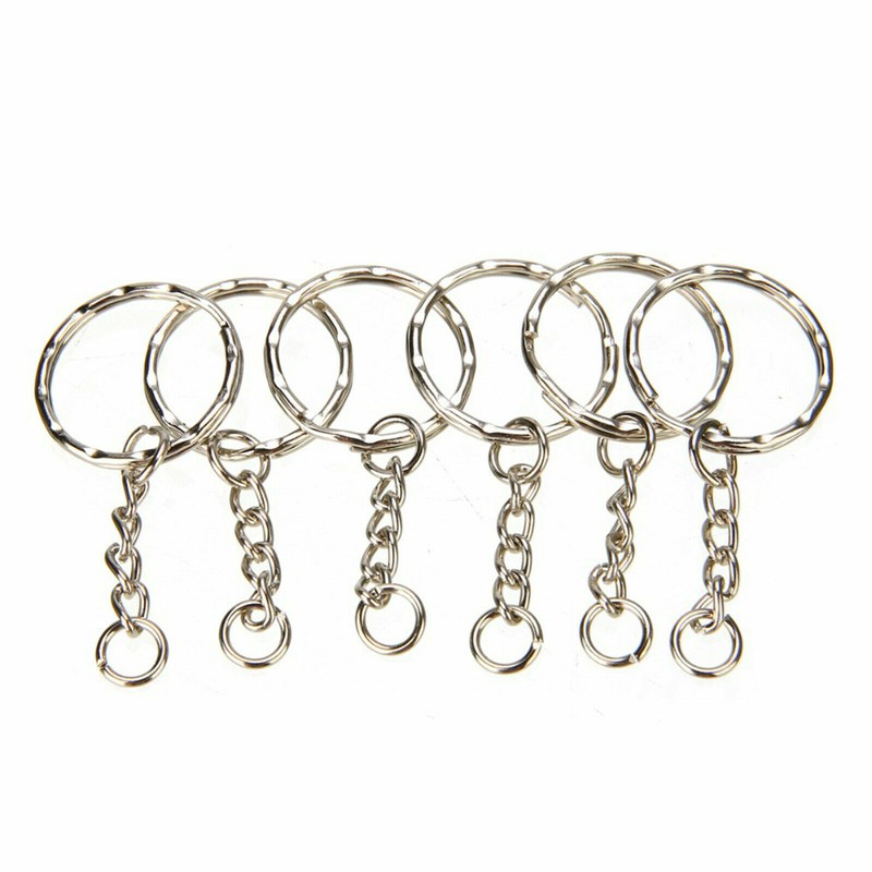 100 Pcs Bulk Split Metal Key Rings Keyring Blanks With Link Chains For