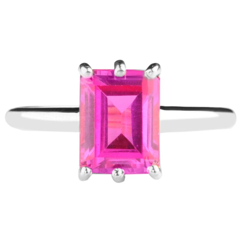 14kt White Gold & 2.80ct Octagon Shape Natural Pink Tourmaline Solitaire Ring