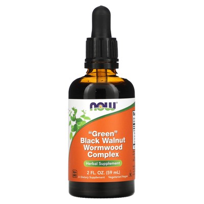 Now Foods Fresh Green Black Walnut Wormwood Complex 2 жидких унции 60 мл Качество GMP