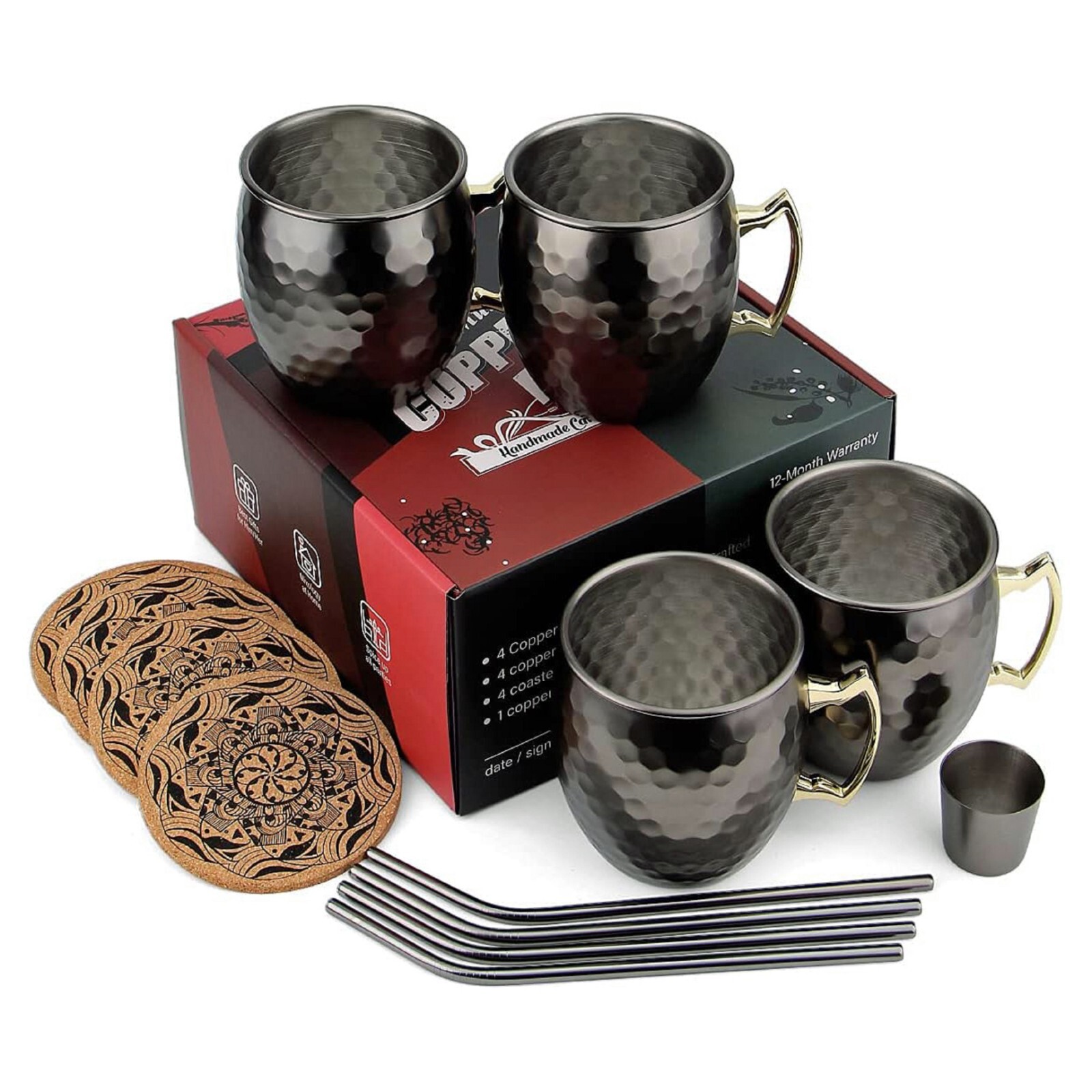 Set Of 4 (16 Oz) 100% Handmade Pure Copper Cup