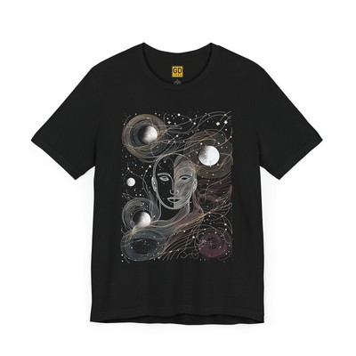 Celestial Two-Faced Tee, Cosmic Split Face Shirt, Artistic Nebula T-Shirt, Art