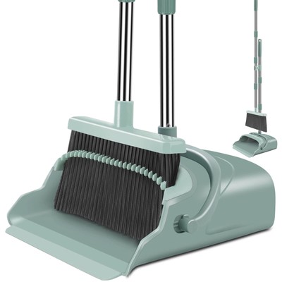 kelamayi Upgrade Broom and Dustpan Set, Large Size and with Long Handle, Upri...
