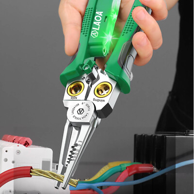 Wire Strippers Wire Cutters Pliers with Electricity Measurement Function 8 in1