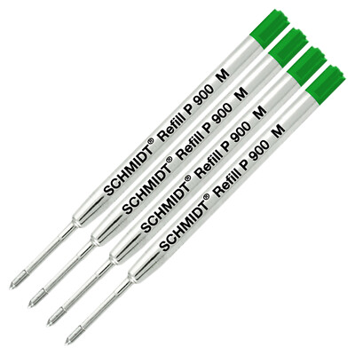 4 Pack - Schmidt P900 Green Medium Nib Parker Style Ballpoint Refill