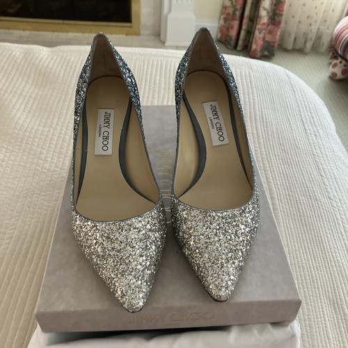 Jimmy Choo Romy 60 Silver & Dusk Blue Glitter Pump sz 40.5 Jimmy Choo Romy 60 Silver & Dusk Blue Glitter Pump sz 40.5