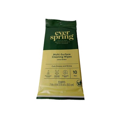 Ever Spring Multi-Surface Cleaning Wipes Lemon & Mint Scent - 10 Wipes