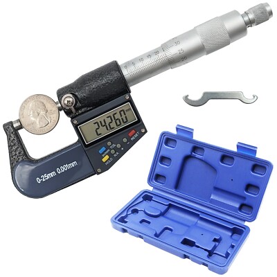 0-25mm (0-1'') Digital Micrometer with 6 Digit LCD Display, 0.001mm Resolution