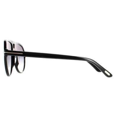 Pre-owned Tom Ford Sunglasses Ft0932 Jeffrey 01b Shiny Black Smoke Gradient In Gray