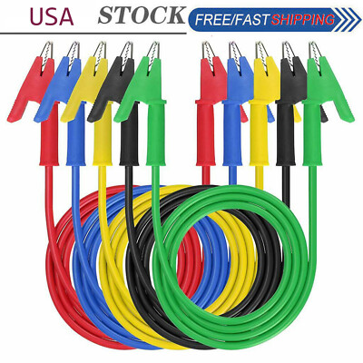 5 Pcs Dual Ended Crocodile Alligator Clips 15A Test Lead Wire Cable 3.3ft/1m Kit
