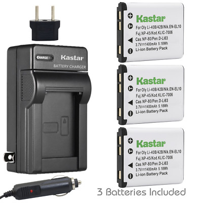 Kastar Battery Travel Charger for Nikon EN-EL10 MH-63 & Nikon Coolpix S3000