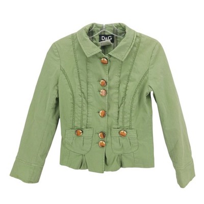 DOLCE & GABBANA D&G Green Y2K Cropped Peplum Jacket Blazer Size 26/40 - XS?