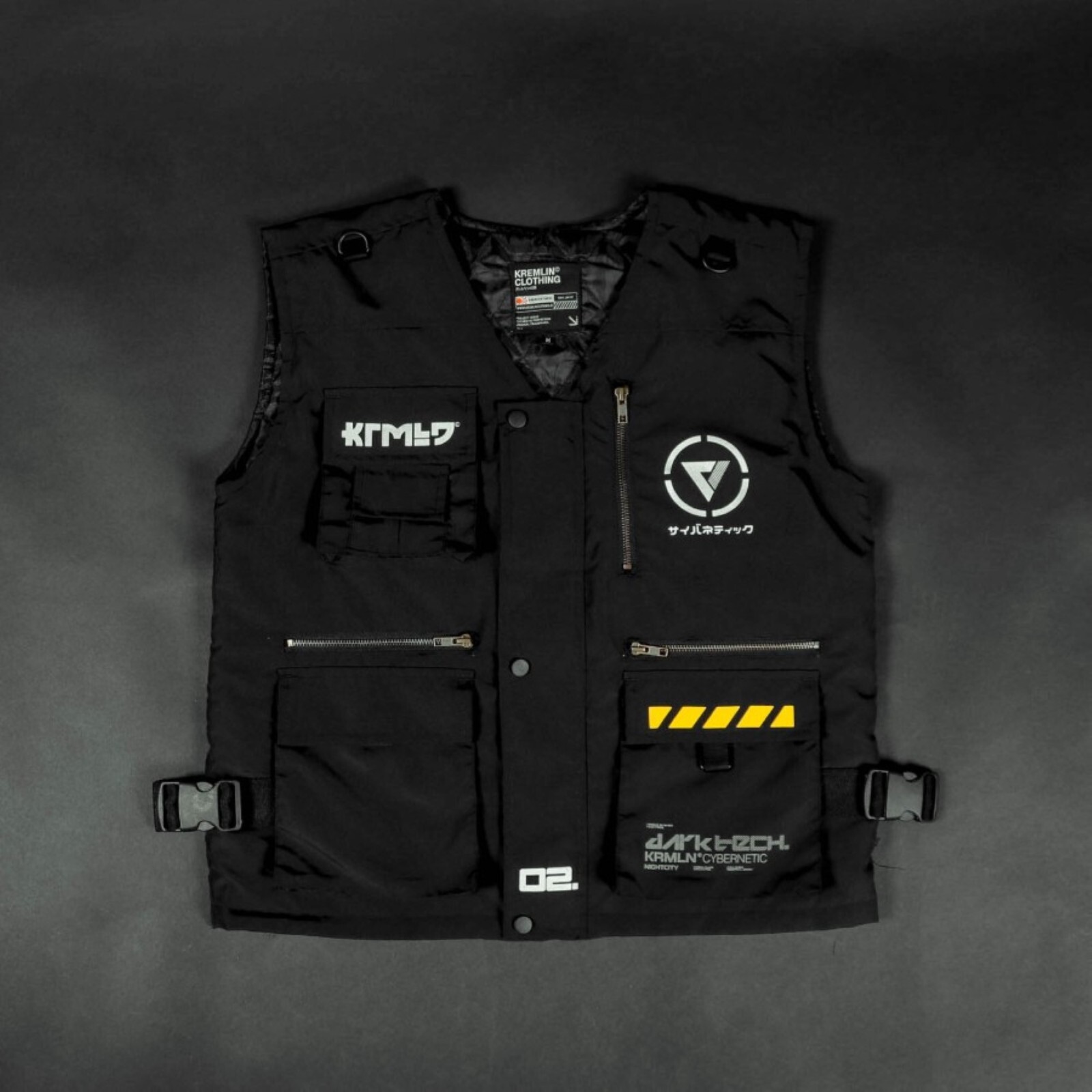 Men's Vest Techwear Black Streetwear Fleece Full Zip Buckle