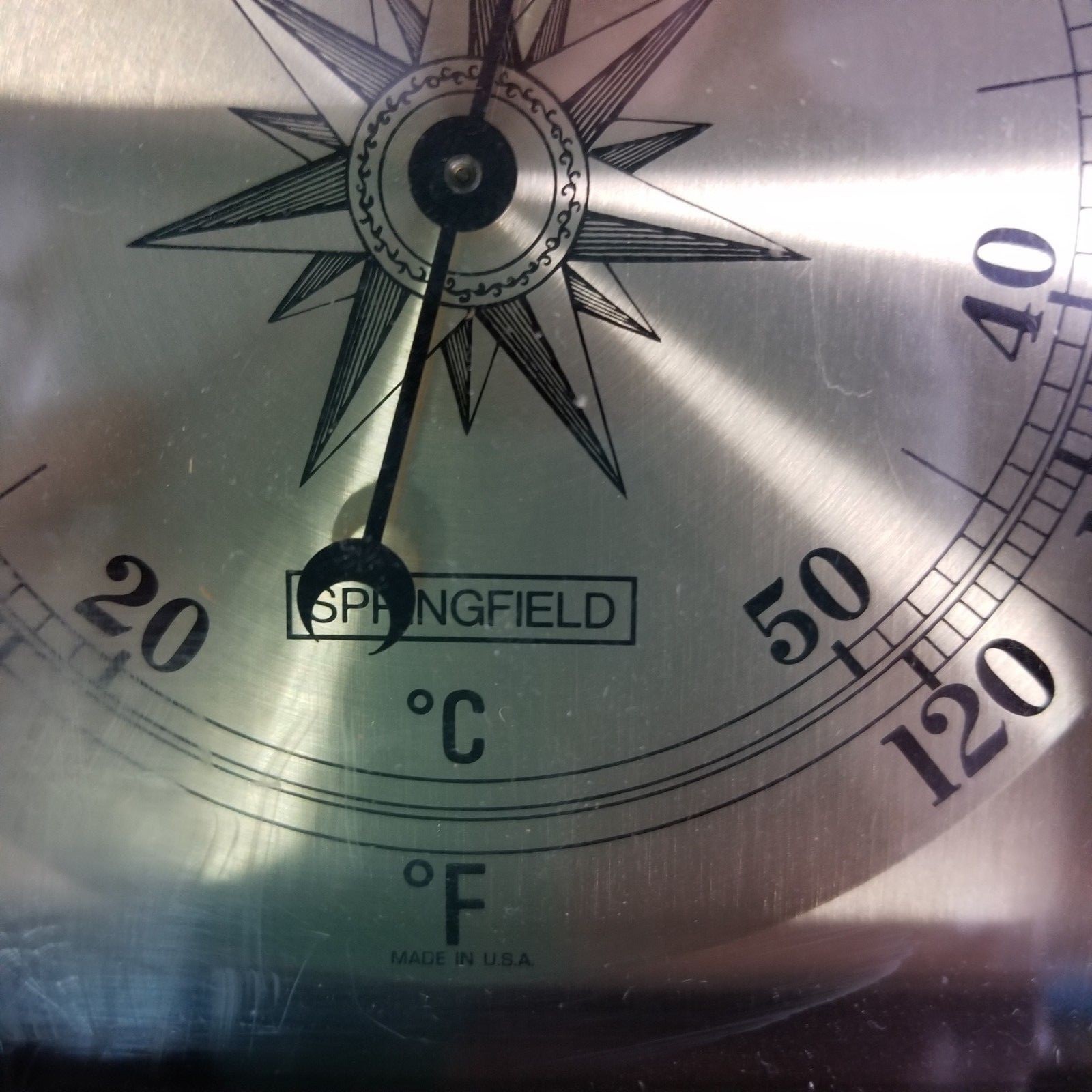 Vintage Springfield Hygrometer Thermometer Barometer Weather Station Black