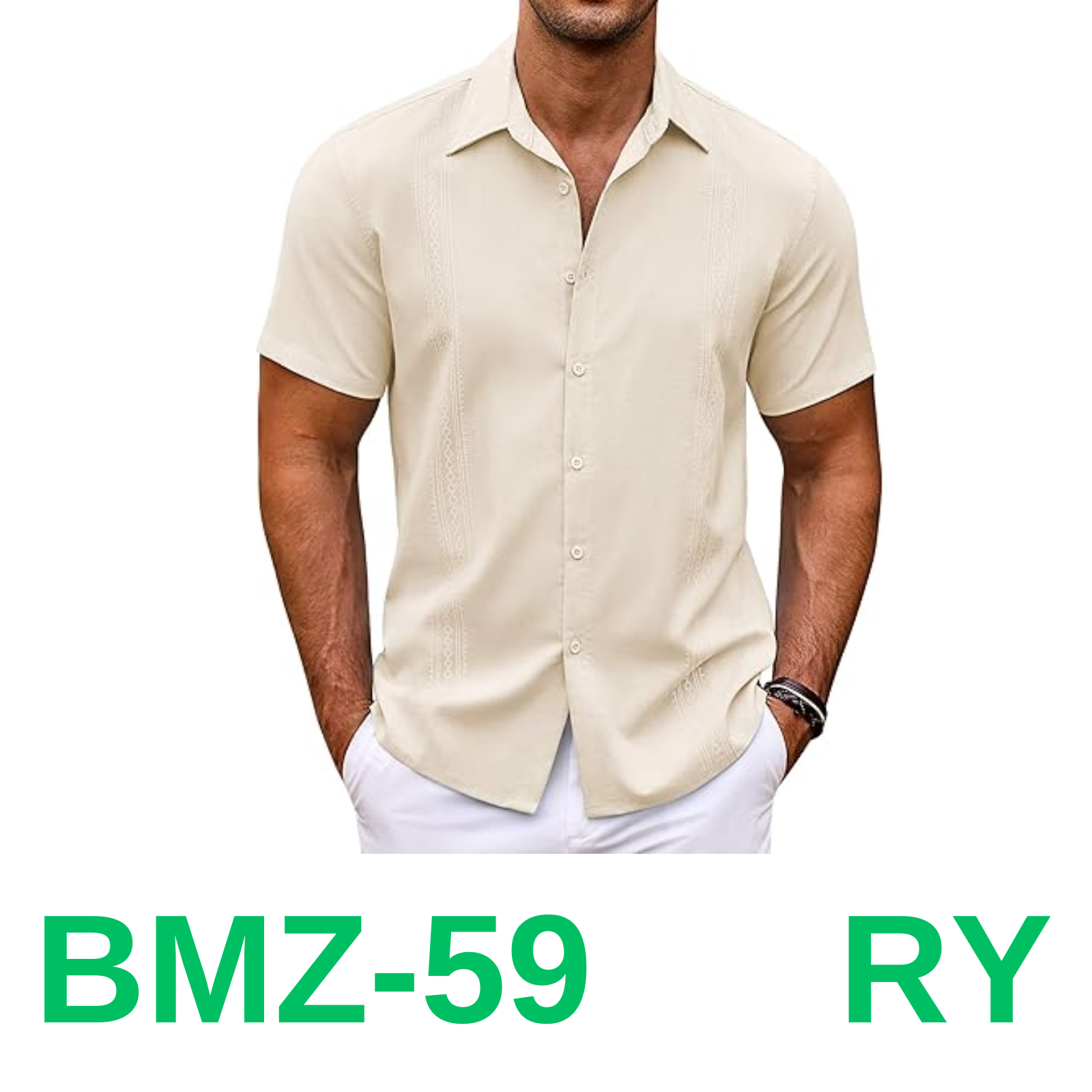 COOFANDY Mens Cuban Shirt Linen Guayabera Shirts Short Sleeve Button Down, M