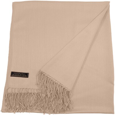 Pink Beige Solid Color Design Shawl Scarf Wrap Stole Pashmina CJ Apparel **NEW**