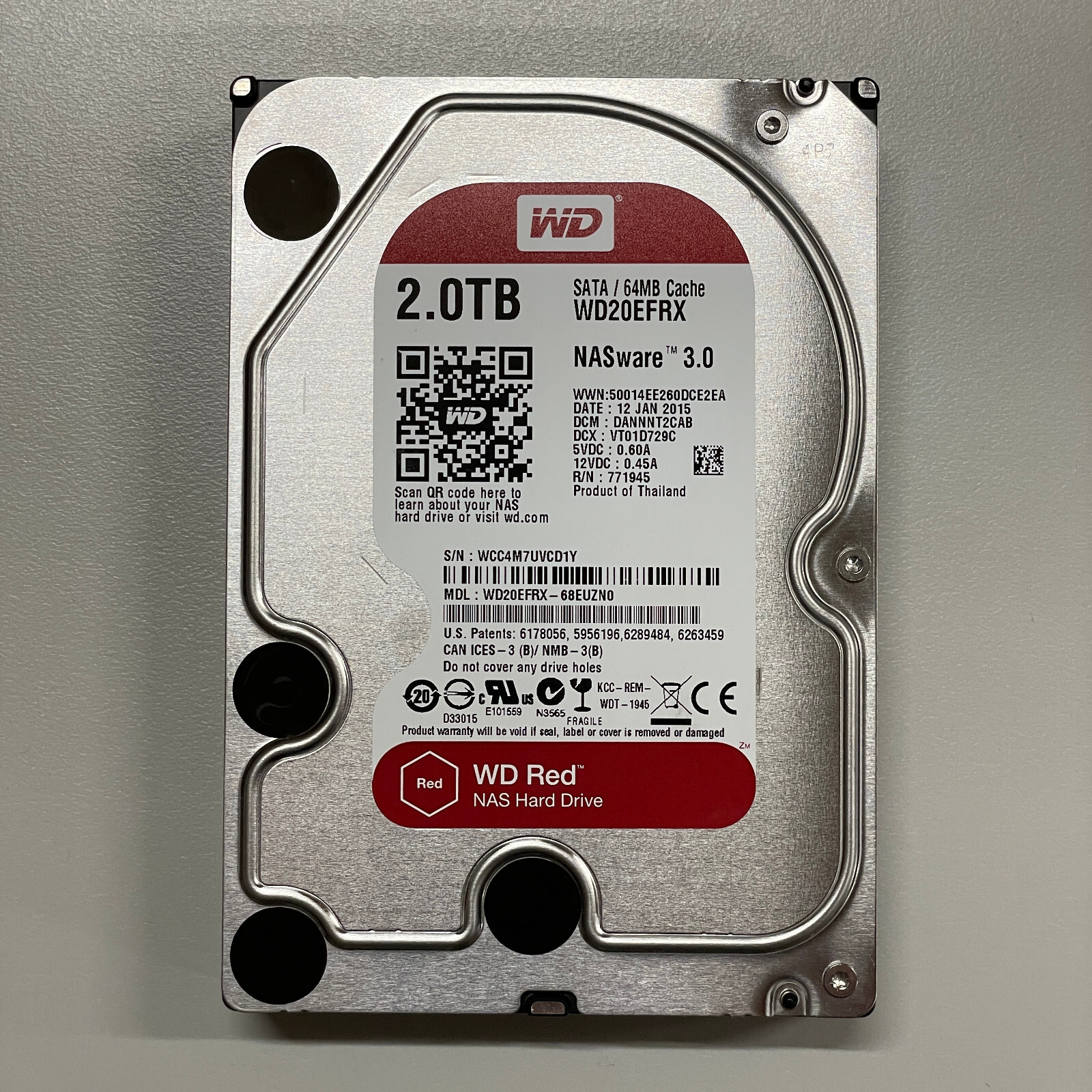 Disque Dur WD Red 2To 3.5" SATA 6Gb/s - WD20EFRX - Reconditionné, Garanti 1 An