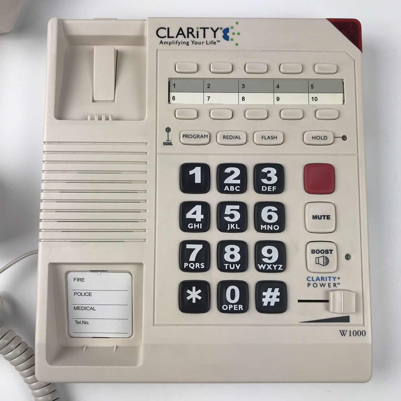 Clarity W1000 Amplified Telephone for Hearing Impaired Lg Keypad Flashing Light