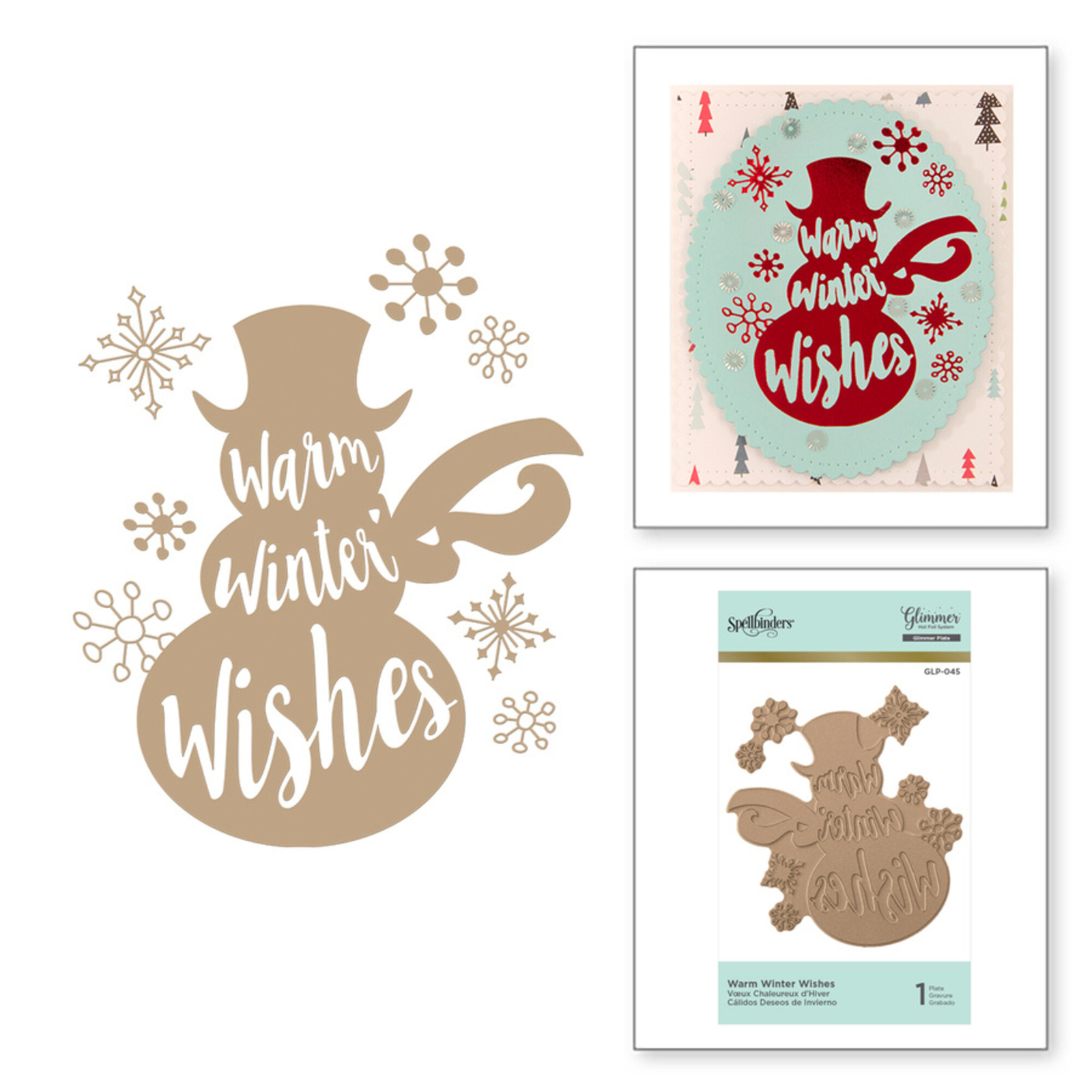 Spellbinders Glimmer Heißfolienstempel - Schneemann Warm Winter Wishes