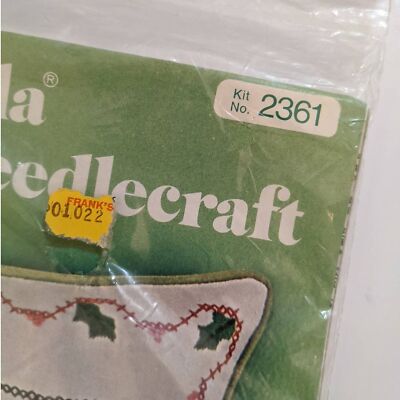 Vintage Bucilla Christmas Needlecraft Kit Christmas Pillow "Holiday Patch" #2361