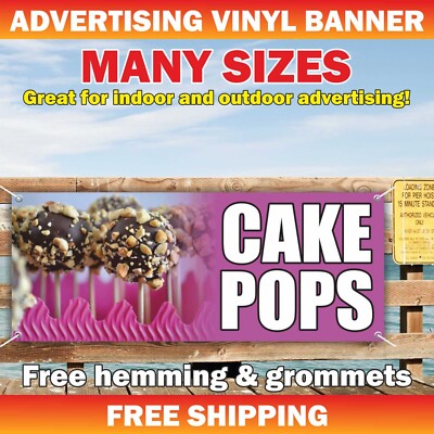 CAKE POPS Advertising Banner Vinyl Mesh Sign Holiday Decoration Confectionery