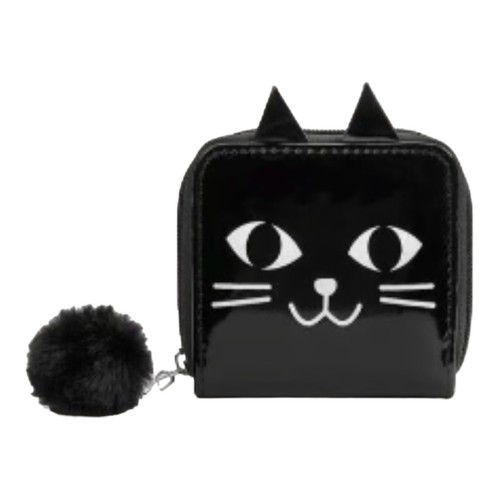 NWOT Kitty Cat Black Print Zip Around Wallet / Card Holder