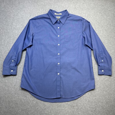 LL Bean Top Women Medium Blue Wrinkle Free Pinpoint Oxford Relaxed Career Office
