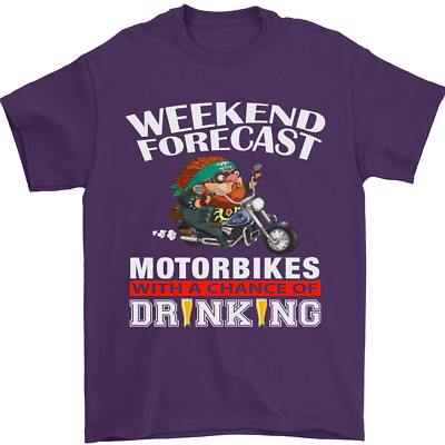 Weekend Forecast Motorbikes Mens T-Shirt 100% Cotton