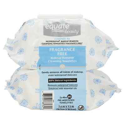 80 Count 2 Pack Equate Beauty Makeup Remover Wipes - Free shipping USA Stock