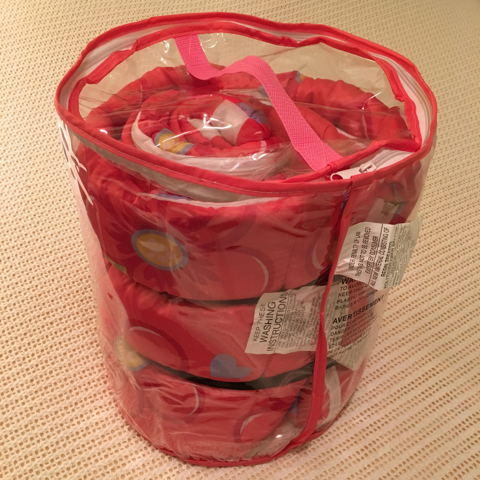 Sleeping Bag Slumber Sack Flowers Hearts Pink Plaid with Case Girls  29” x 66”