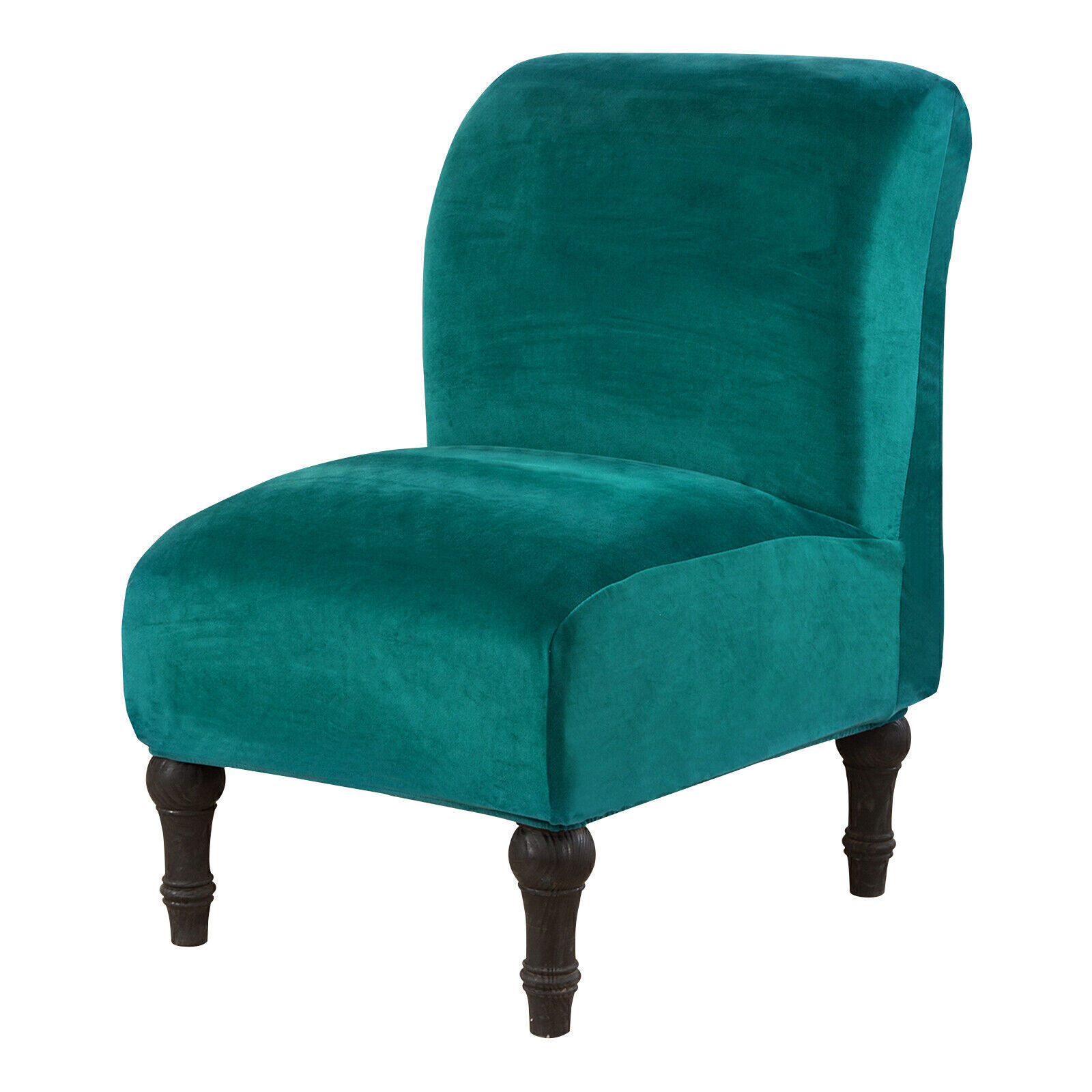 Velvet Armless Accent Chair Cover Solid Stretch Single Sofa Slipcovers Protector