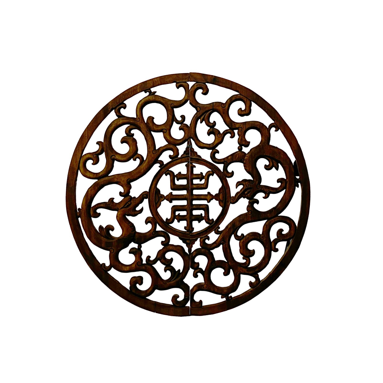 Vintage Chinese Round Ancient Dragon Pattern Wood Wall Plaque Panel ws3161S Vintage Chinese Round Ancient Dragon Pattern Wood Wall Plaque Panel ws3161S