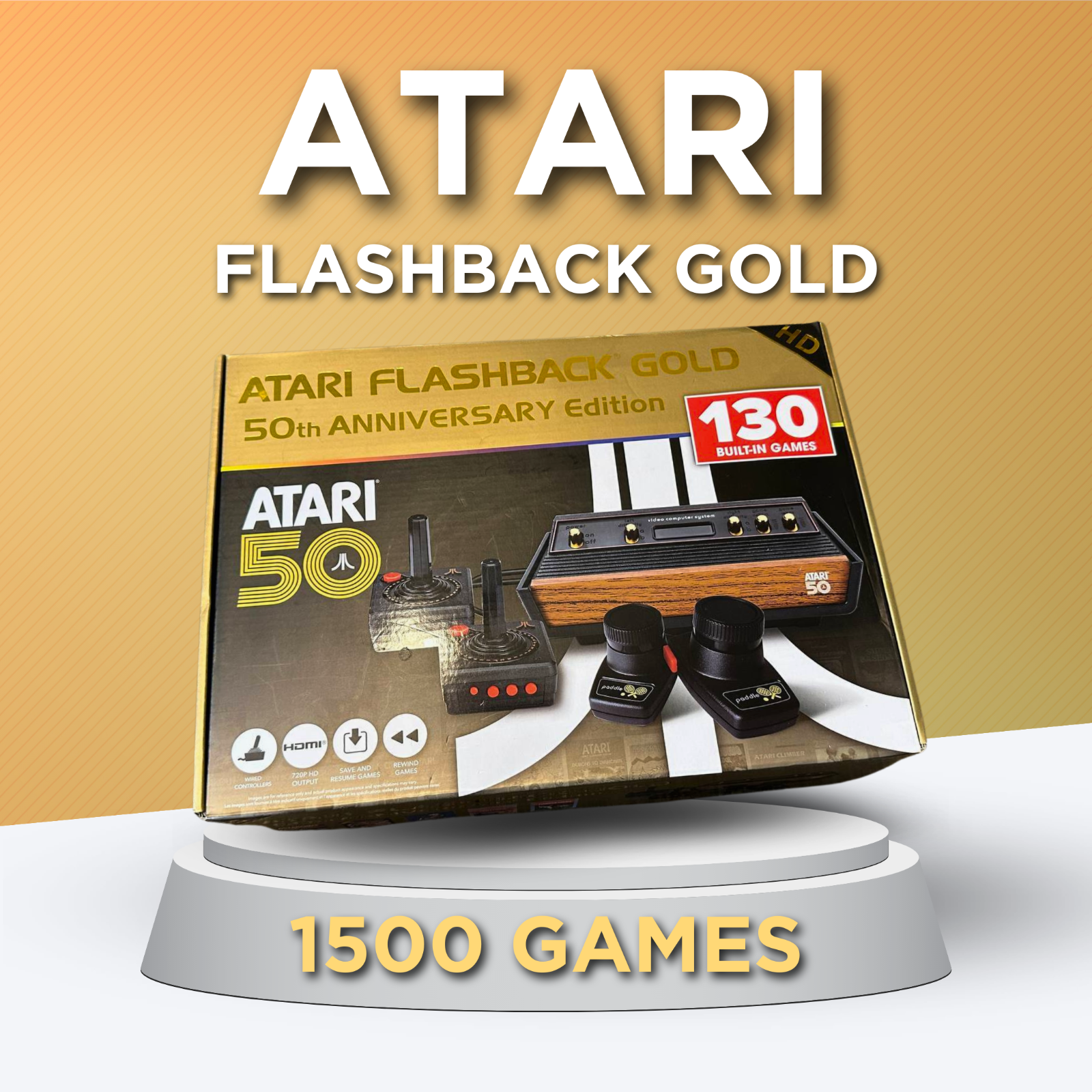 Atari Flashback Gold Console 50th Anniversary Edition 1500 Games with 2 Pedals
