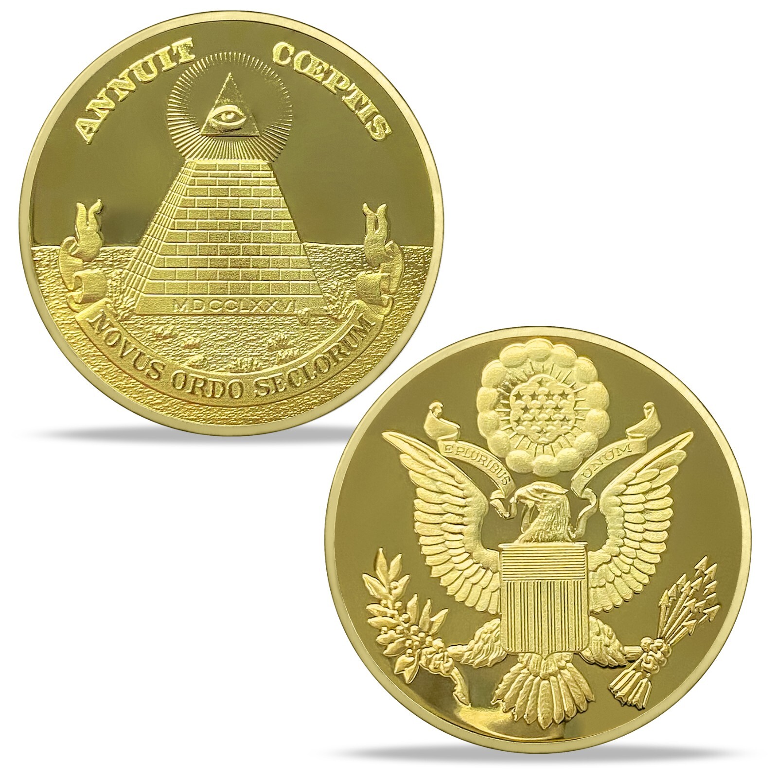 The Great Seal of the United States of America Challenge Coin Gold Finish Token