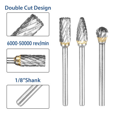 20Pcs Tungsten Carbide Steel Rotary Burr Die Grinder Bit 1/8in Shank Carving Set