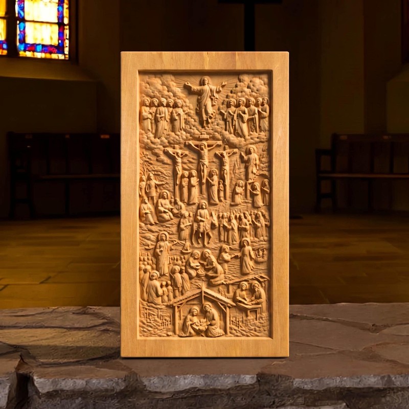 Jesus Christ Life Wooden Carved Handmade Christian Icon | Byzantine Home Decor
