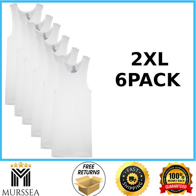 George Men s White A-Shirts, 6-Pack , Pullover style , 2XL