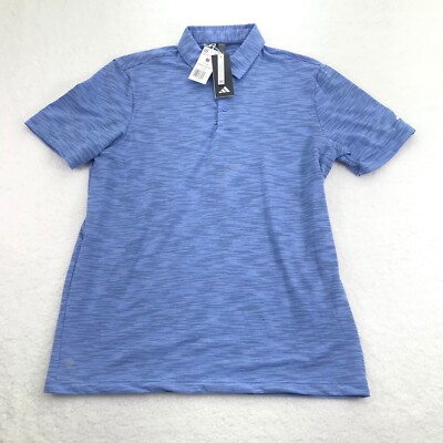 Adidas Polo Shirt Mens Medium Blue Fusion Space Dye Golf Performance Stretch NEW