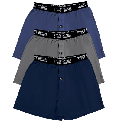 Stacy Adams Soft and Silk Boxer Shorts Quick Dry Performance 3-PACK VALUE!