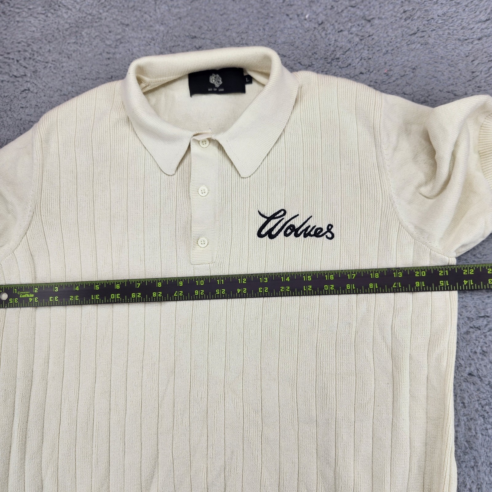 Darc Sport "Tale Of Two Wolves" Short Sleeve Polo Shirt Mens L Cream 603 Of 1000
