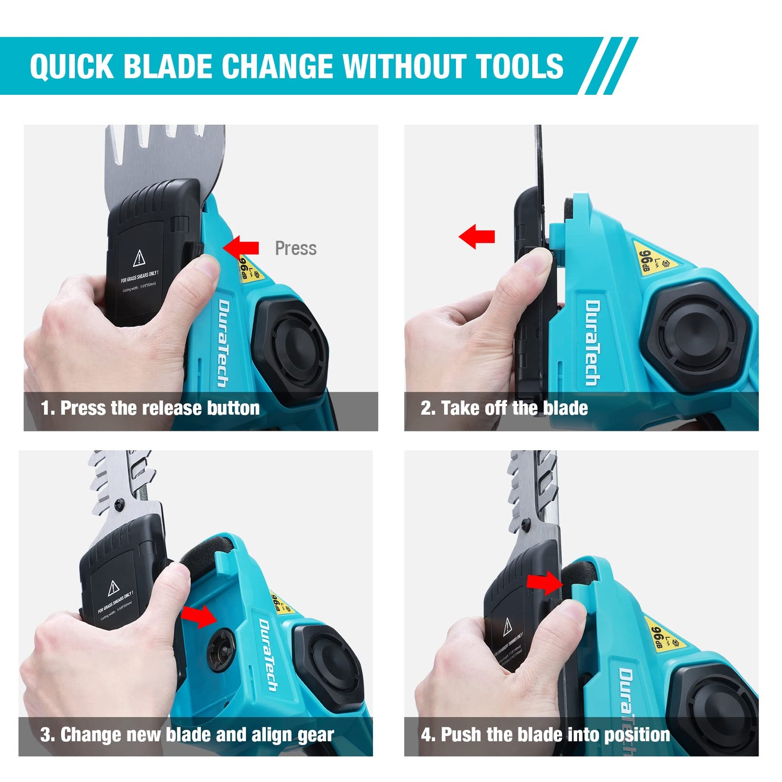 DURATECH 20V Cordless Hedge Trimmer Grass Shears 2-in-1 Shrubbery Hedge Trimmer