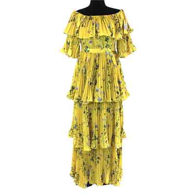 ワンピース SELF-PORTRAIT Woman Dress Yellow SS25075SY Y Yellow Cotton Broderie Mini Dress – self-portrait-US