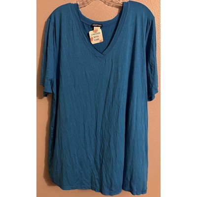 Hemish USA Womens Plus Size 2XL Blue Short Sleeve Tunic Tee V-Neck NWT