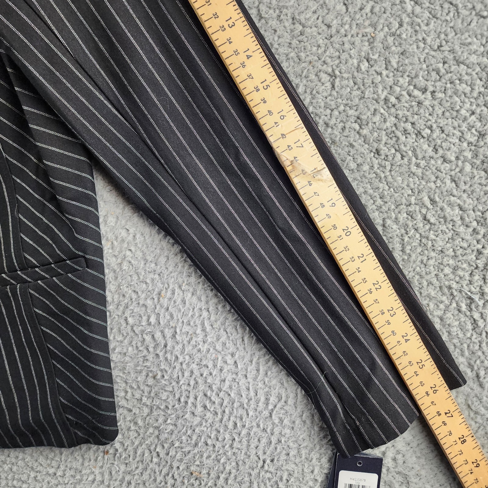 Tommy Hilfiger Striped Band-Collar Jacket Womens 14 Black Open Front Band Collar - Picture 7 of 14
