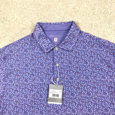 Hickey Freeman Polo Shirt Mens Large Purple Desert Pattern