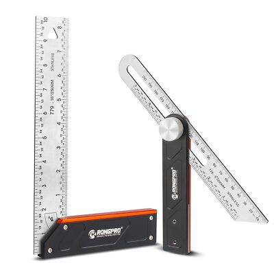 10Inch Woodworking Square Ruler and T-Bevel Gauge Set - 1/16" PrecisionSlidin...