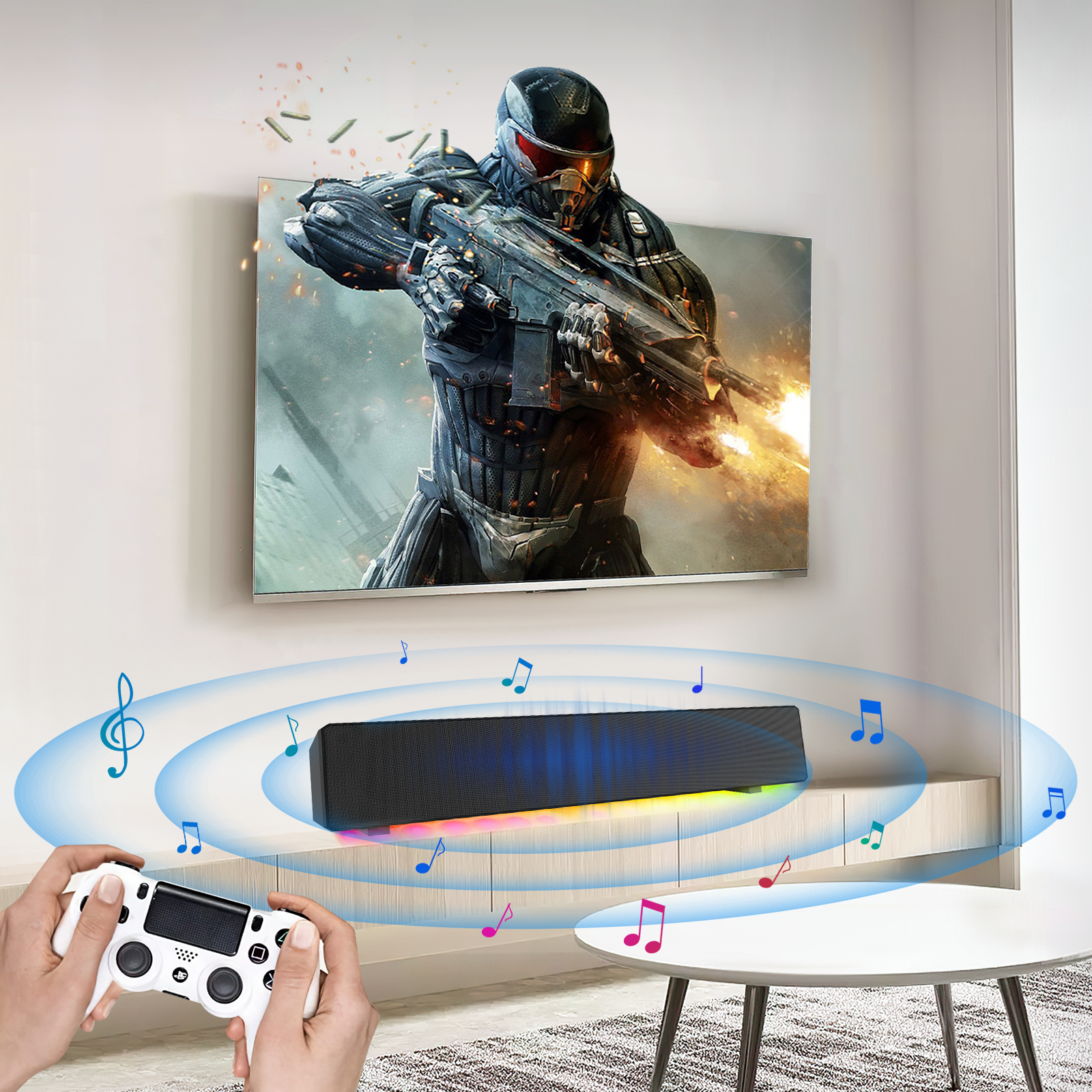 Bar 4 Speaker System Wireless Bt Subwoofer Tv Home Theater