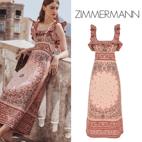 NWOT $850 Zimmermann Matchmaker Frilled Linen Open Back
